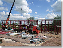 Steelwork for the right-hand block is erected